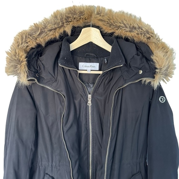 CALVIN KLEIN  WOMENS SMALL BLACK PUFFER PARKA JACKET HOODED DOUBLE ZIPPER SIZE S - Picture 3 of 16